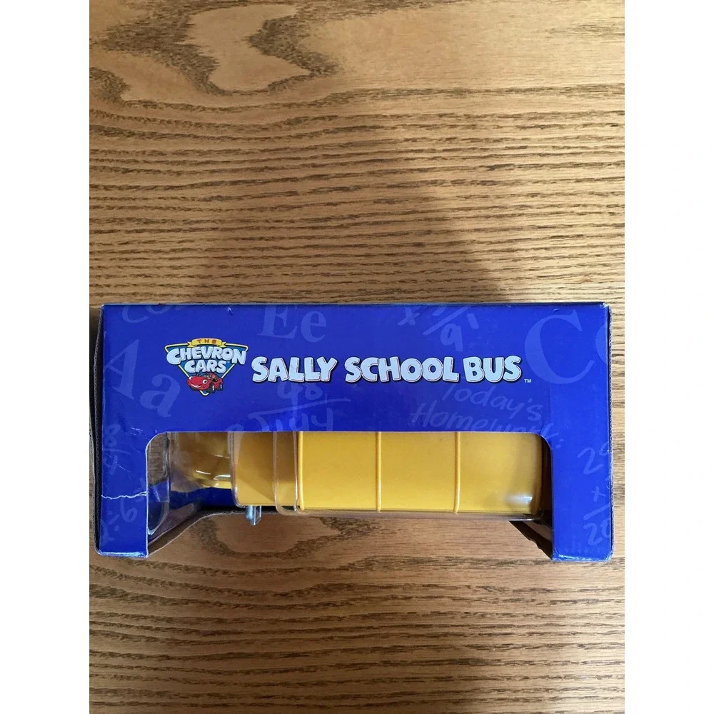 Chevron Cars Sally School Bus Yellow Toy Vehicle Moving Eyes Removable Top 2001